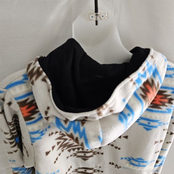 Men's Fleece Southwest Aztec Rebels & Nomads  Hooded Pullover 3/4 zip Size Small - Picture 8 of 10